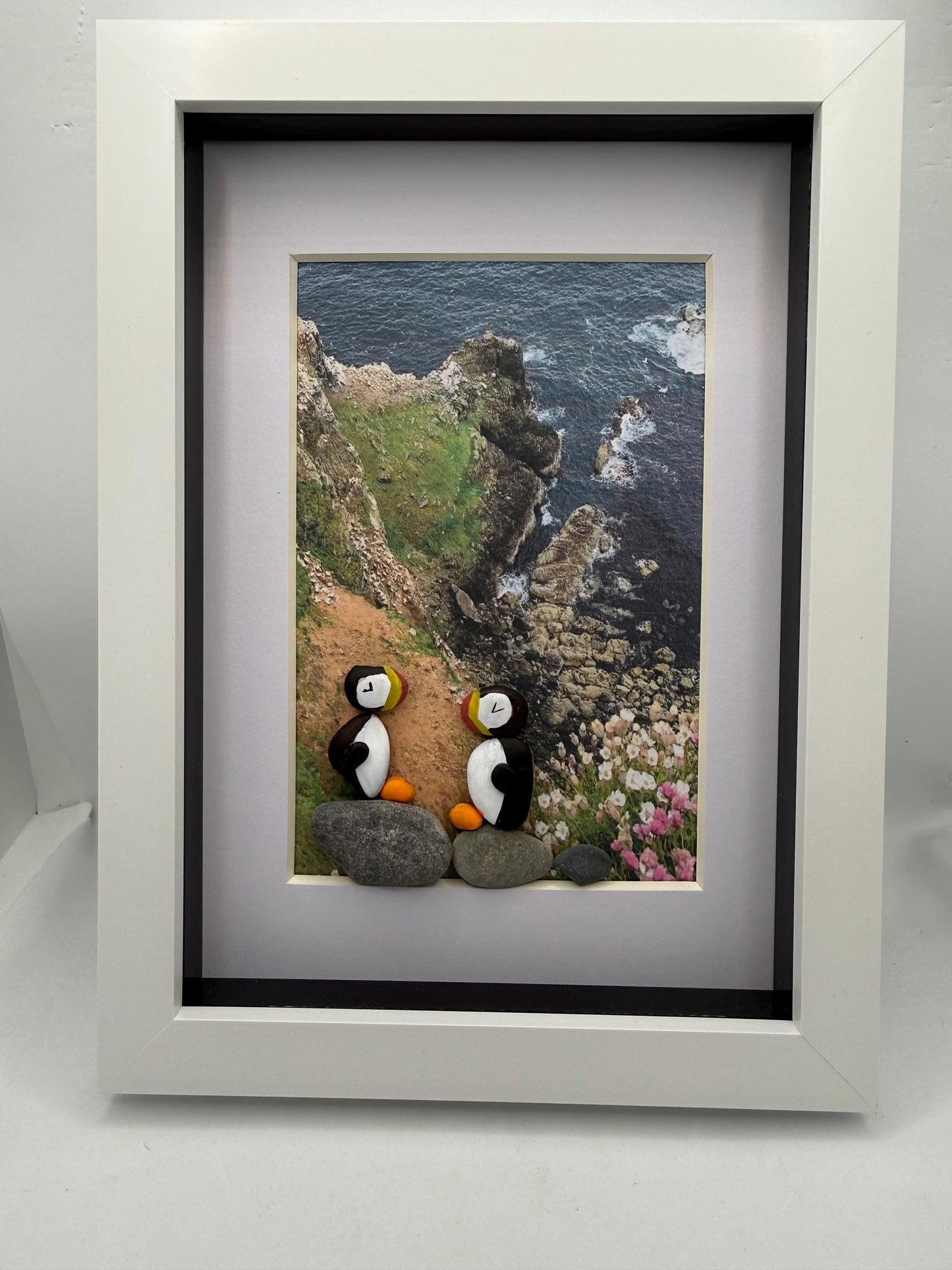 Puffin pebble art, pebble art puffins, puffins of Troup head, pebble art, pebble art birds, birds pebble art