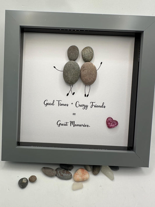Pebble Art Friends Frame, Friendship Gift, friend pebble art, pebble art friends, good friends, pebble art, birthday gift, framed gifts