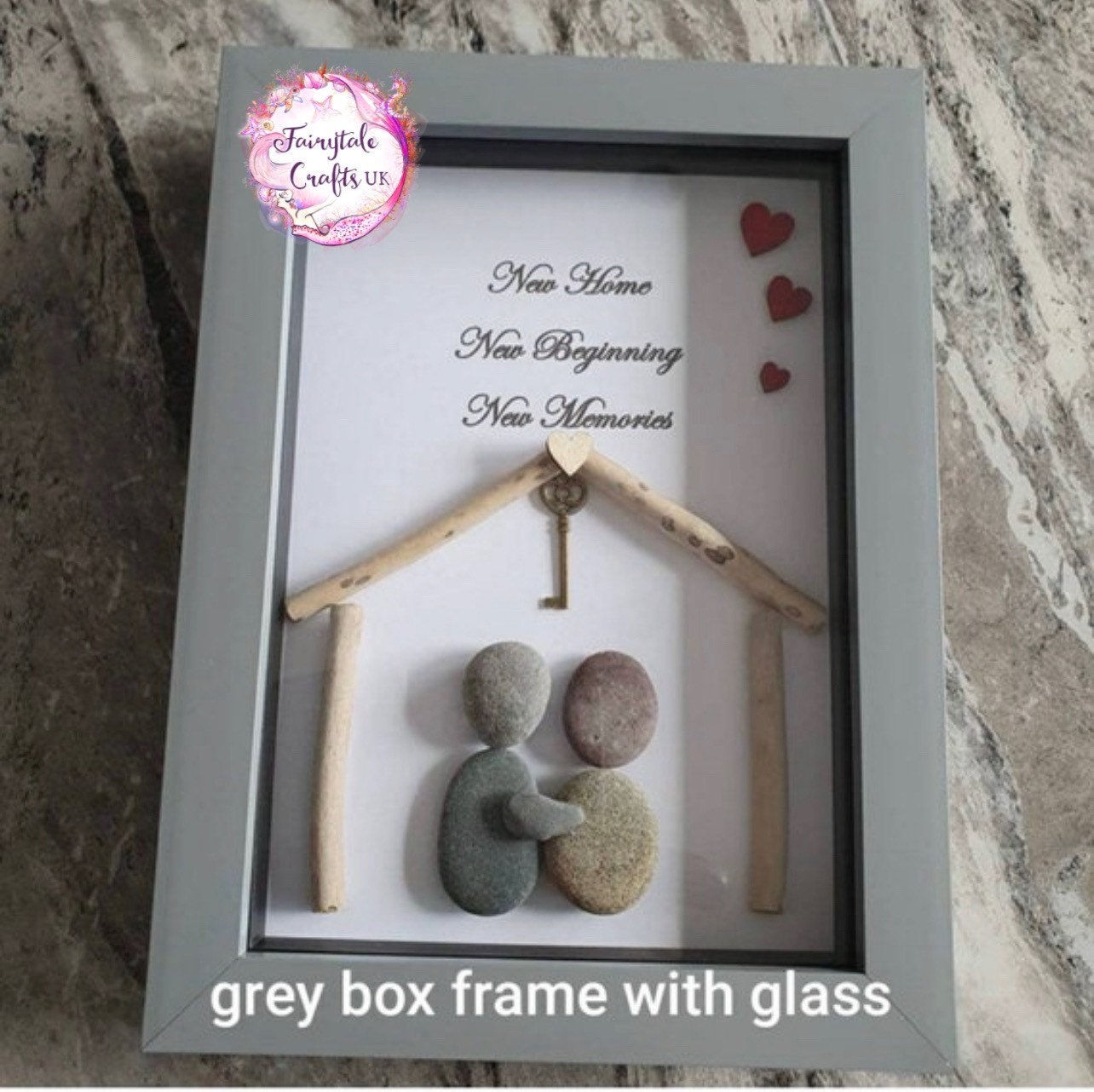 Pebble Art New Home Picture, Housewarming Gift, pebble art new home, new home gift, pebble art home, home pebble art, framed housewarming