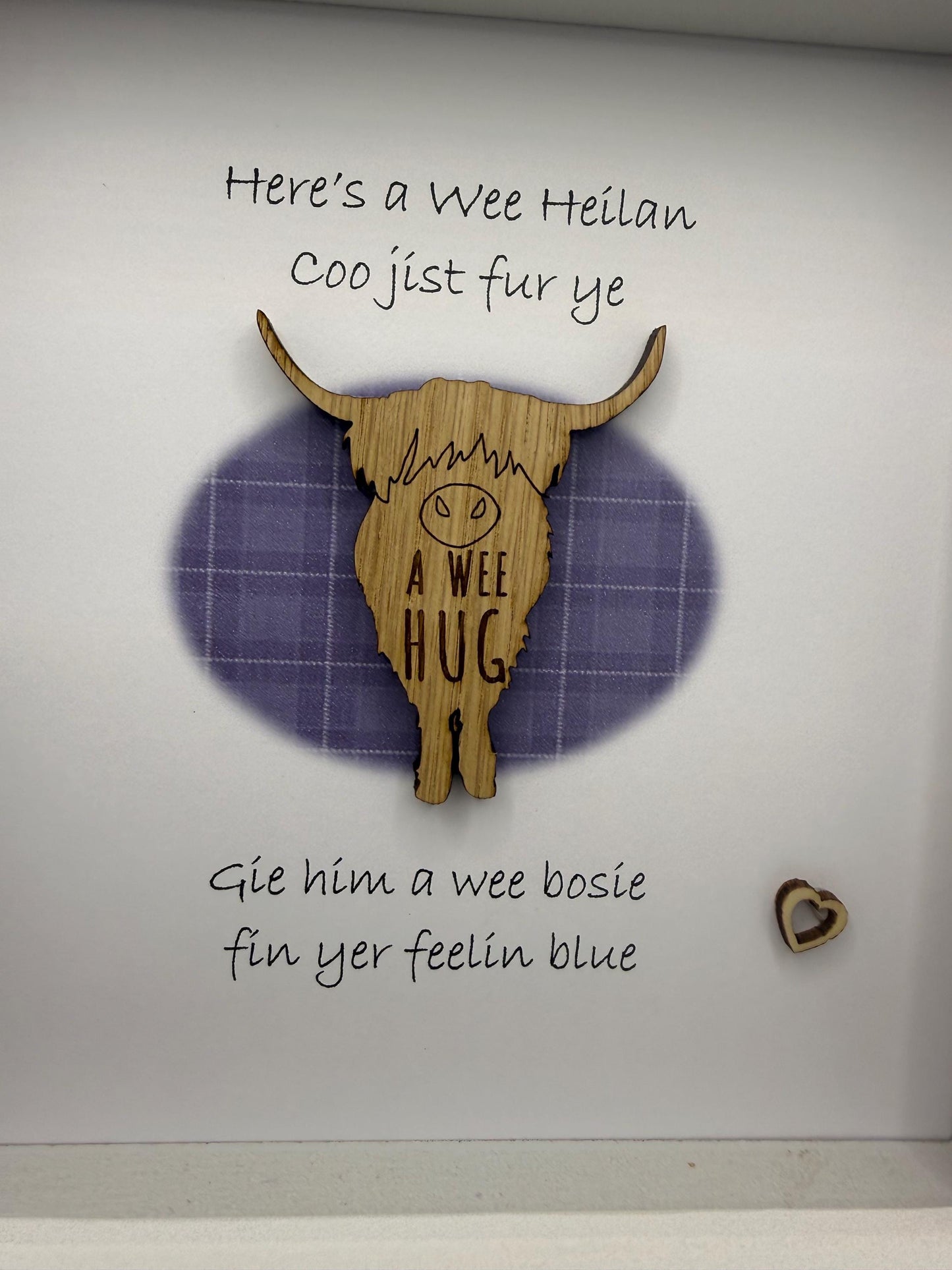 Highland Cow Framed Art, Tartan Decor, framed highland coo, Scottish quote art. Scottish highland cow gift, Doric gifts