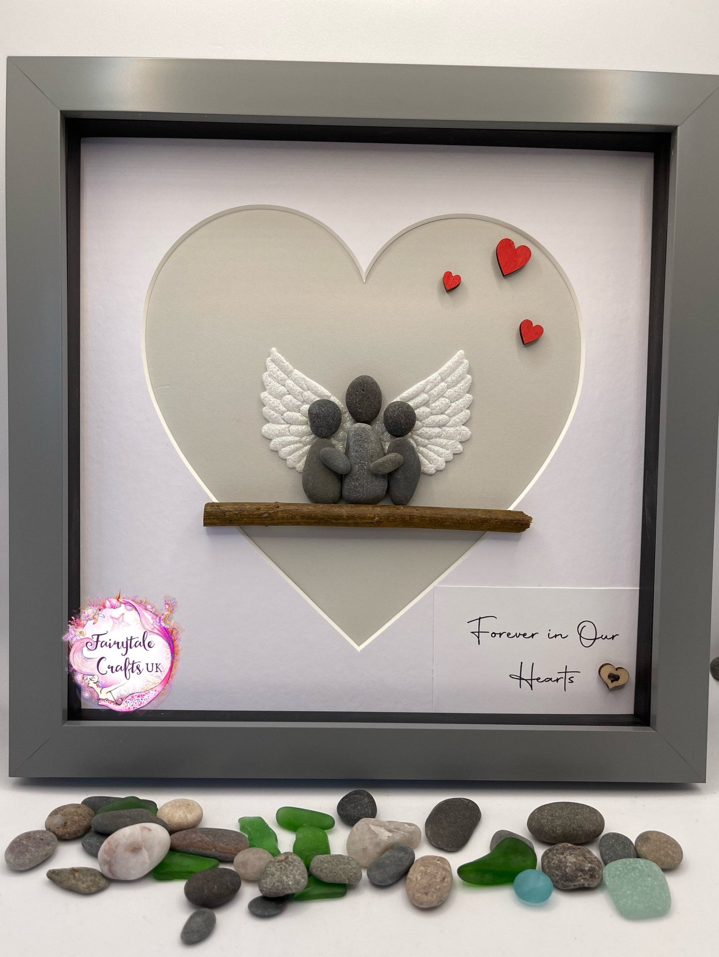 Pebble art, pebble art sympathy, bereavement gift, loss picture, pebble art family