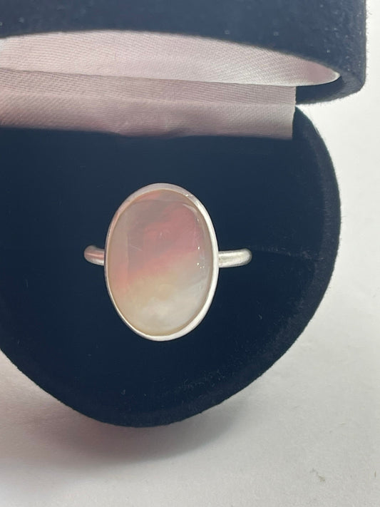 Mother of pear sterling silver ring, mother of Pearl ring, handmade ring, size N