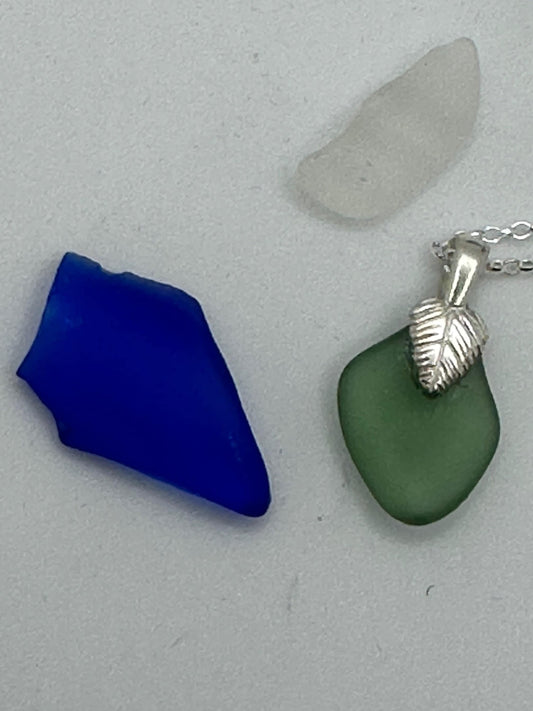 Green sea glass pendant necklace, sterling silver 925, green sea glass necklace, Aberdeenshire sea glass, Scottish sea Glass necklace,